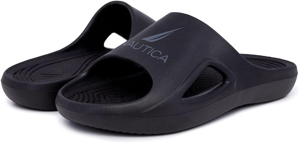 image:imageNautica Mens Athletic Slides Sport Shower Sandals for Indoor amp Outdoor Lightweight Durable and ComfortableBlack