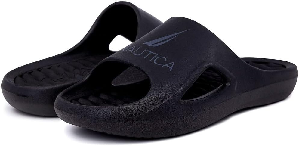 image:imageNautica Mens Athletic Slides Sport Shower Sandals for Indoor amp Outdoor Lightweight Durable and ComfortableBlack Charcoal
