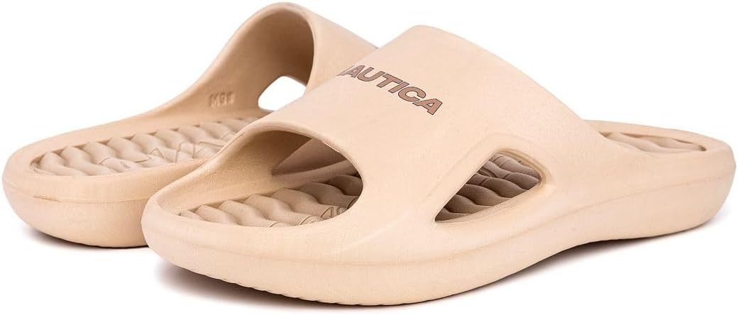 image:imageNautica Mens Athletic Slides Sport Shower Sandals for Indoor amp Outdoor Lightweight Durable and ComfortableKhaki