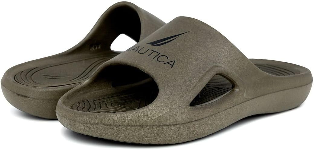 image:imageNautica Mens Athletic Slides Sport Shower Sandals for Indoor amp Outdoor Lightweight Durable and ComfortableOlive
