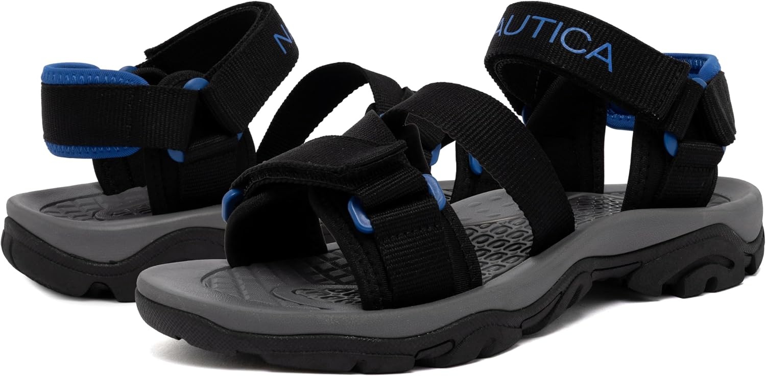 image:imageNautica Mens Athletic Sport Sandals Adjustable Strap Comfortable OpenToe Hiking amp Walking Sandals with Cushioned SoleBlack Royalbrayden