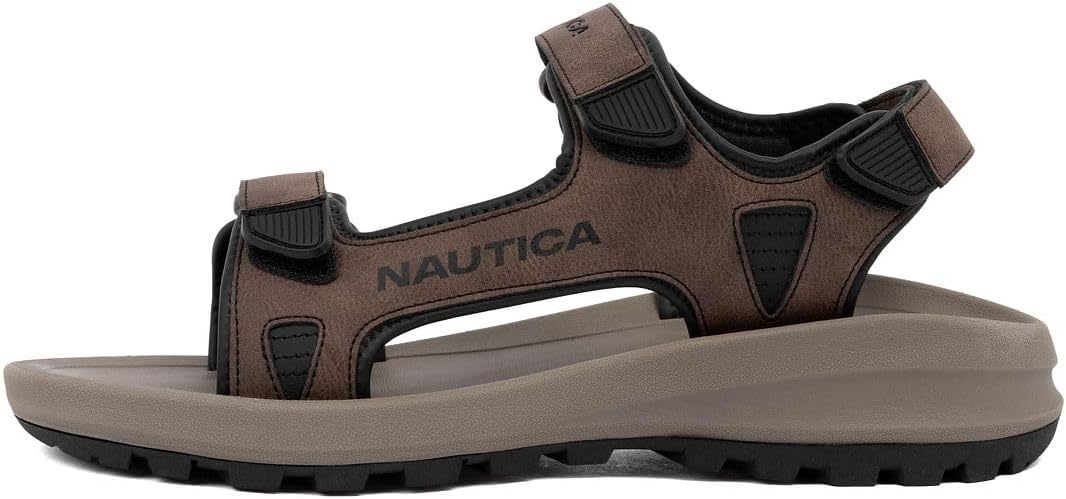 image:imageNautica Mens Athletic Sport Sandals Adjustable Strap Comfortable OpenToe Hiking amp Walking Sandals with Cushioned SoleBrown Black