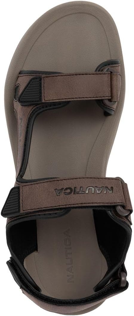 image:imageNautica Mens Athletic Sport Sandals Adjustable Strap Comfortable OpenToe Hiking amp Walking Sandals with Cushioned SoleBrown Black