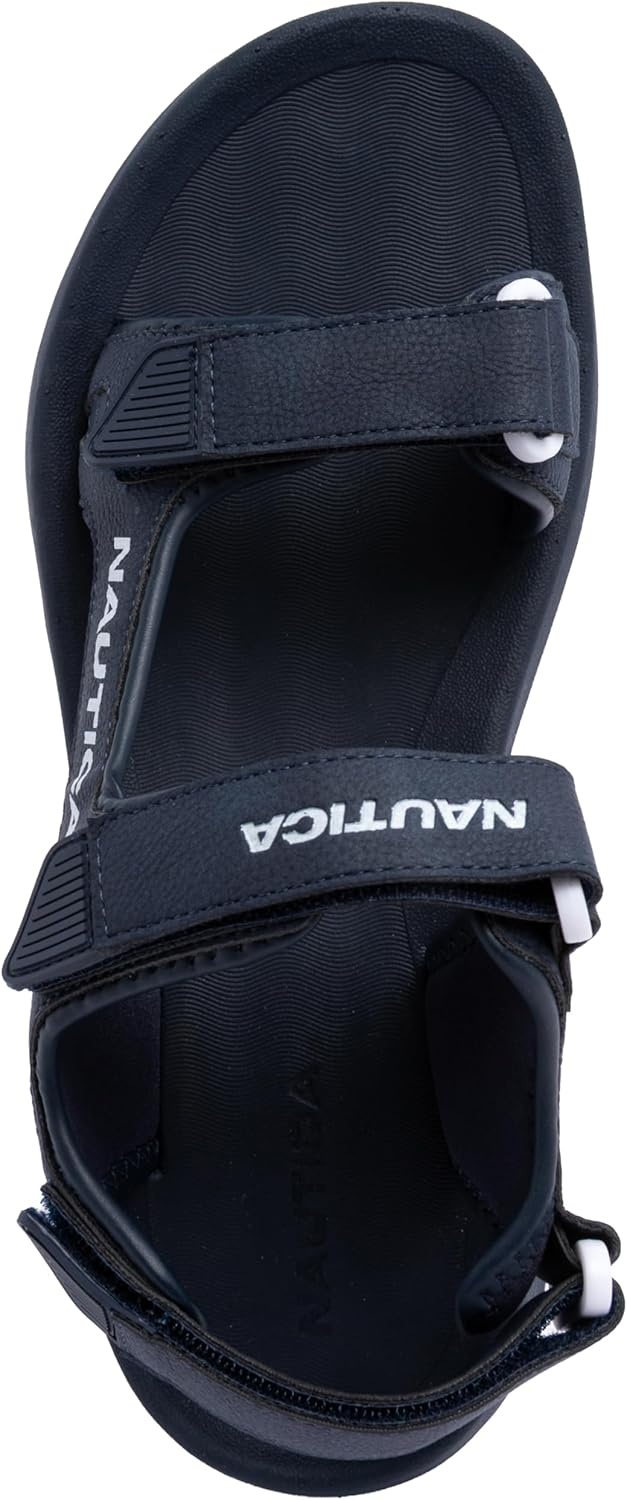 image:imageNautica Mens Athletic Sport Sandals Adjustable Strap Comfortable OpenToe Hiking amp Walking Sandals with Cushioned SoleNavy White Popchisholm