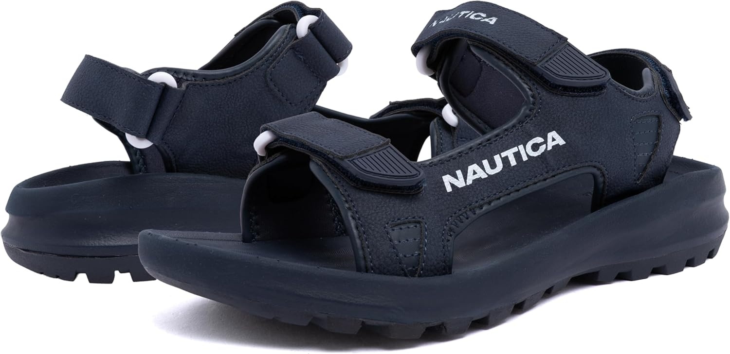image:imageNautica Mens Athletic Sport Sandals Adjustable Strap Comfortable OpenToe Hiking amp Walking Sandals with Cushioned SoleNavy White Popchisholm