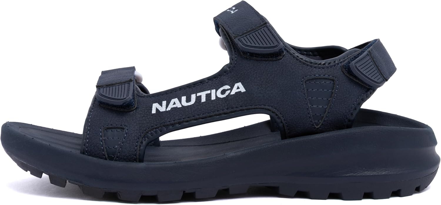 image:imageNautica Mens Athletic Sport Sandals Adjustable Strap Comfortable OpenToe Hiking amp Walking Sandals with Cushioned SoleNavy White Popchisholm