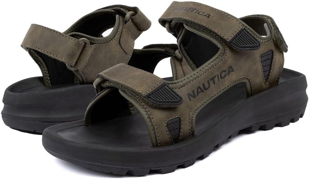 image:imageNautica Mens Athletic Sport Sandals Adjustable Strap Comfortable OpenToe Hiking amp Walking Sandals with Cushioned SoleOlivechisholm