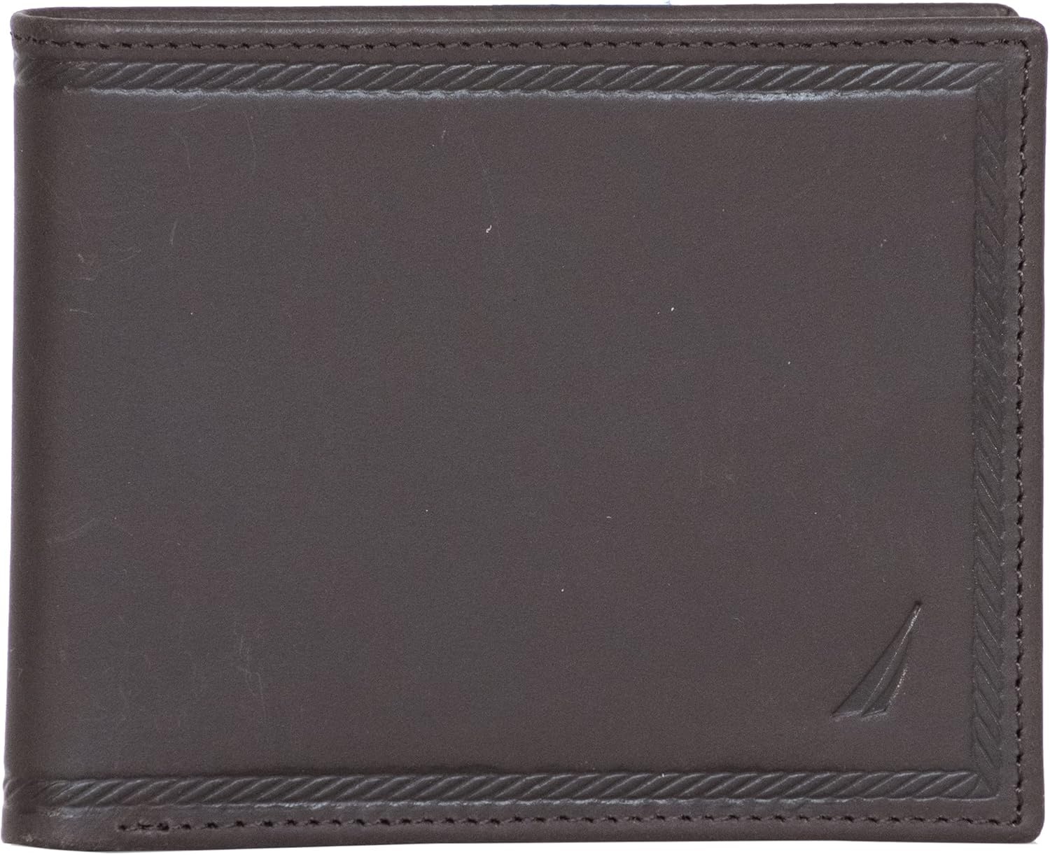 image:imageNautica Mens Bifold Leather Wallet RFID Blocking ID Window Card Slots Organization Durable StylishEmbossed Leather Brown