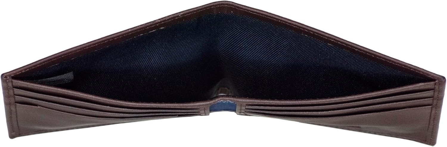 image:imageNautica Mens Bifold Leather Wallet RFID Blocking ID Window Card Slots Organization Durable StylishEmbossed Leather Brown