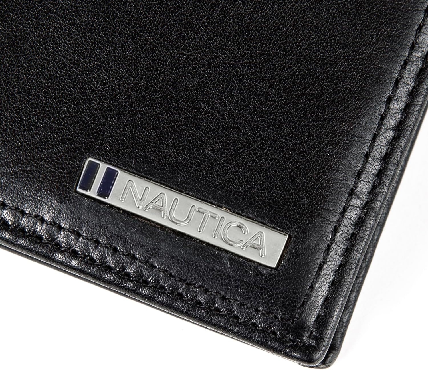 image:imageNautica Mens Bifold Leather Wallet RFID Blocking ID Window Card Slots Organization Durable StylishEnameled Logo Black