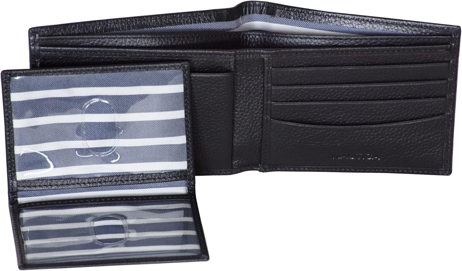 image:imageNautica Mens Bifold Leather Wallet RFID Blocking ID Window Card Slots Organization Durable StylishJClass Black