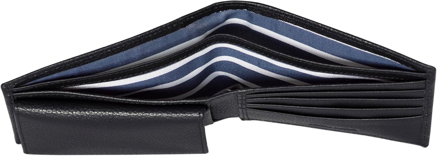 image:imageNautica Mens Bifold Leather Wallet RFID Blocking ID Window Card Slots Organization Durable StylishJClass Black