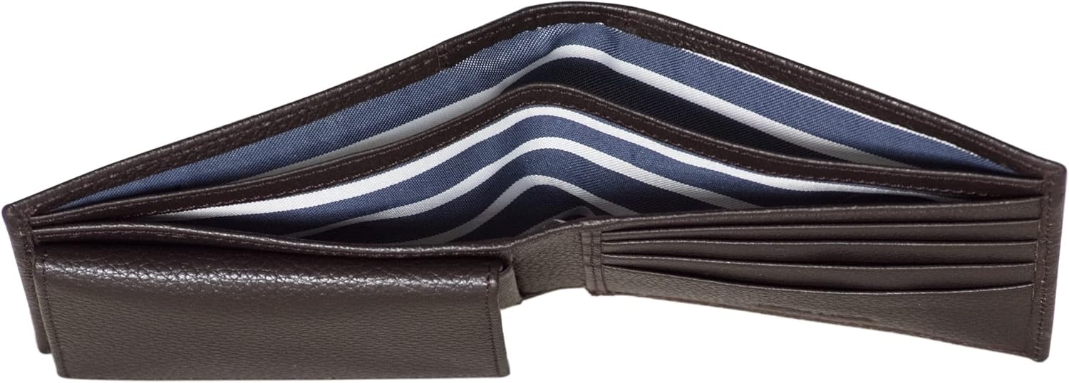 image:imageNautica Mens Bifold Leather Wallet RFID Blocking ID Window Card Slots Organization Durable StylishJClass Brown