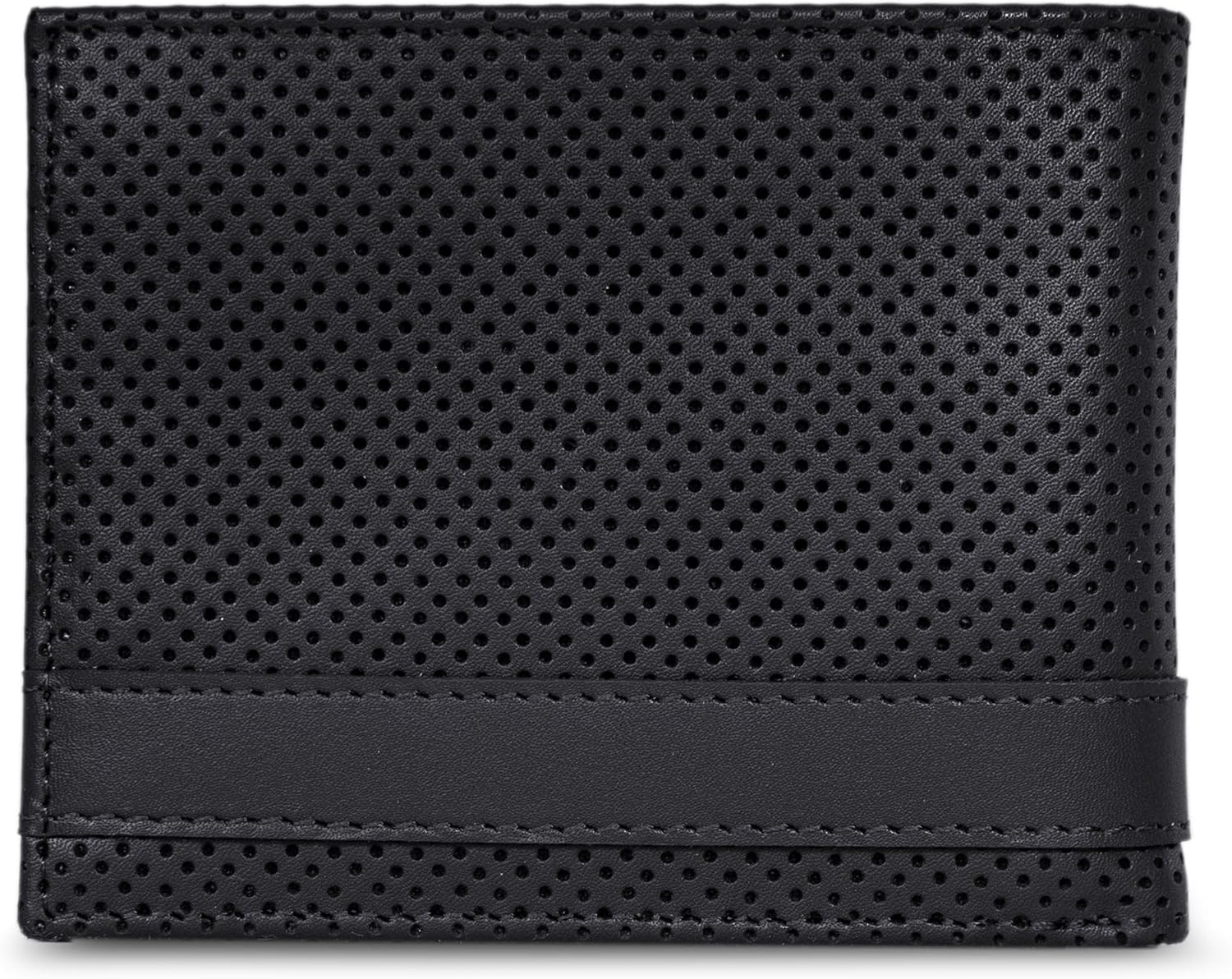 image:imageNautica Mens Bifold Leather Wallet RFID Blocking ID Window Card Slots Organization Durable StylishPerforated Black