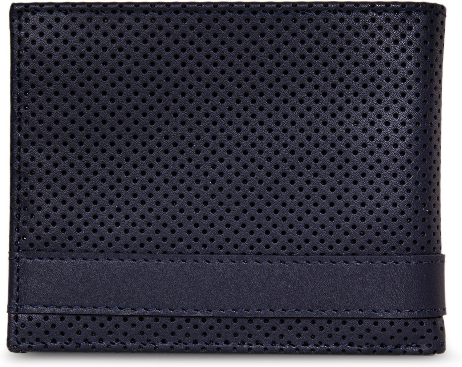 image:imageNautica Mens Bifold Leather Wallet RFID Blocking ID Window Card Slots Organization Durable StylishPerforated Navy