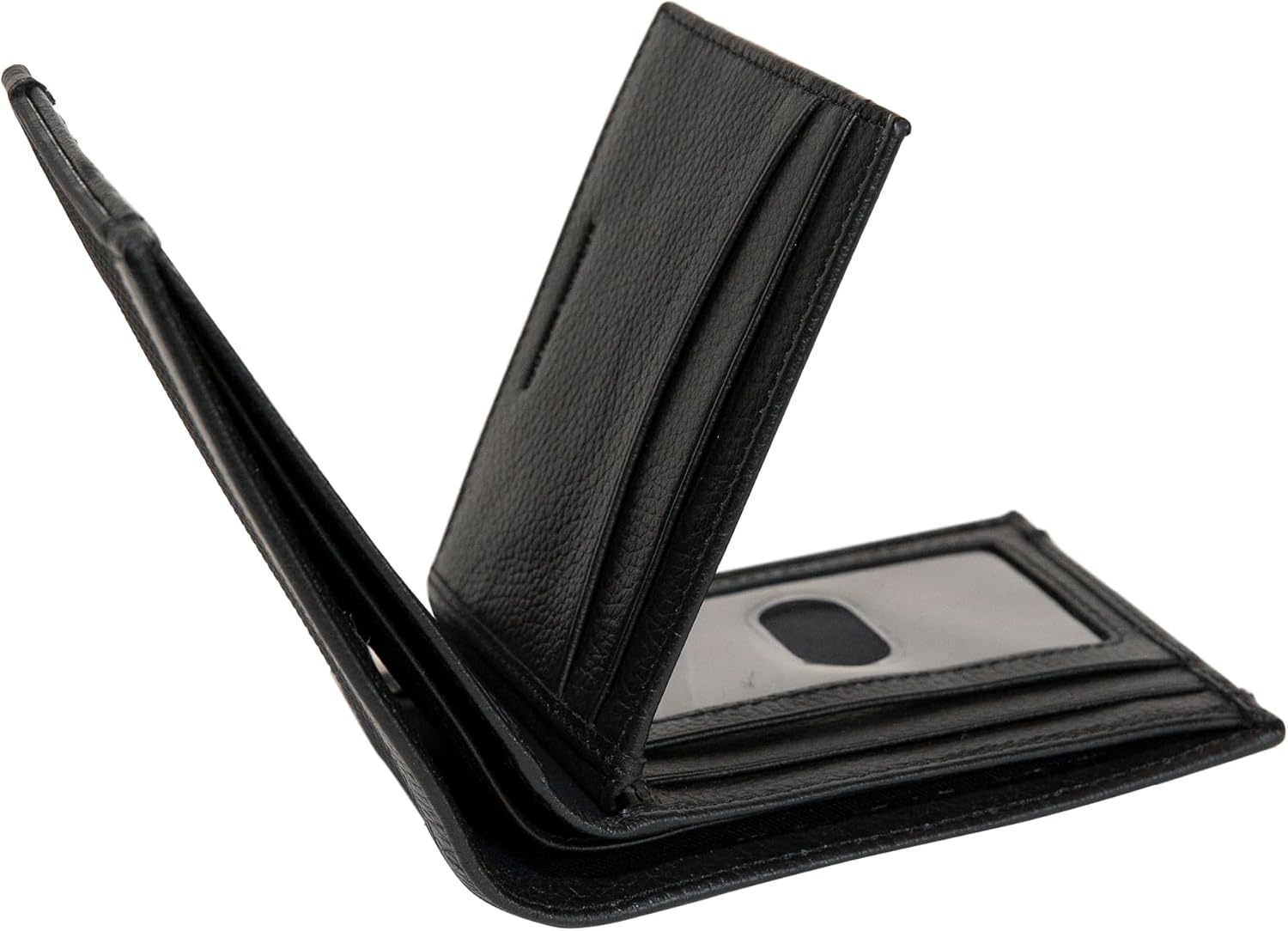 image:imageNautica Mens Bifold Leather Wallet RFID Blocking ID Window Card Slots Organization Durable StylishRubberLeather Black