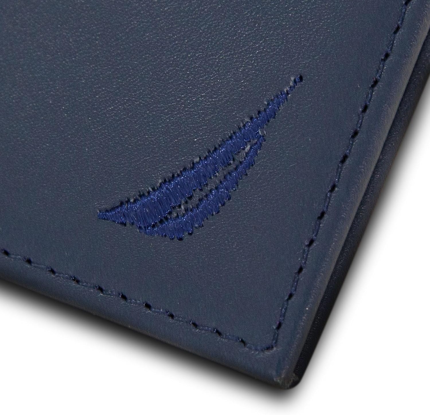 image:imageNautica Mens Bifold Leather Wallet RFID Blocking ID Window Card Slots Organization Durable Stylishmbroidered Sail Navy