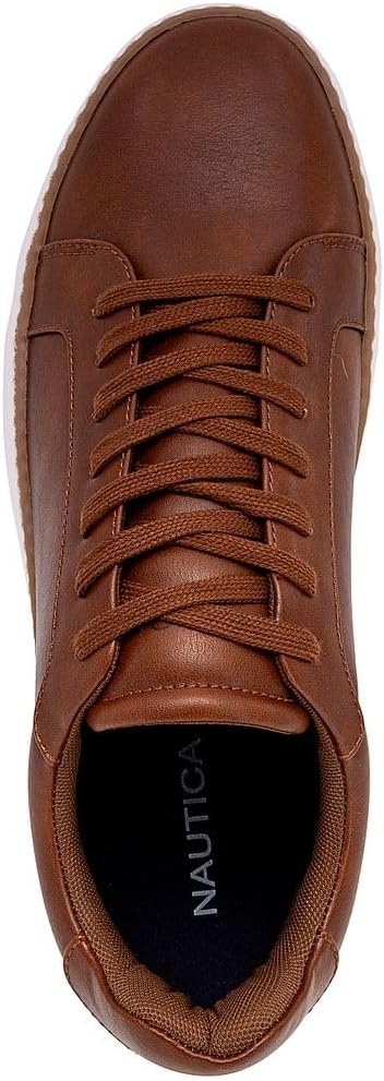 image:imageNautica Mens Casual Court Fashion Sneakers Classic LowTop LaceUp Shoes Comfortable Everyday Walking Style with Durable Outsole and Vegan Leather UpperCognacdonley