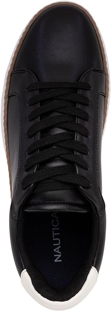 image:imageNautica Mens Casual Court Fashion Sneakers Classic LowTop LaceUp Shoes Comfortable Everyday Walking Style with Durable Outsole and Vegan Leather UpperBlackdonley