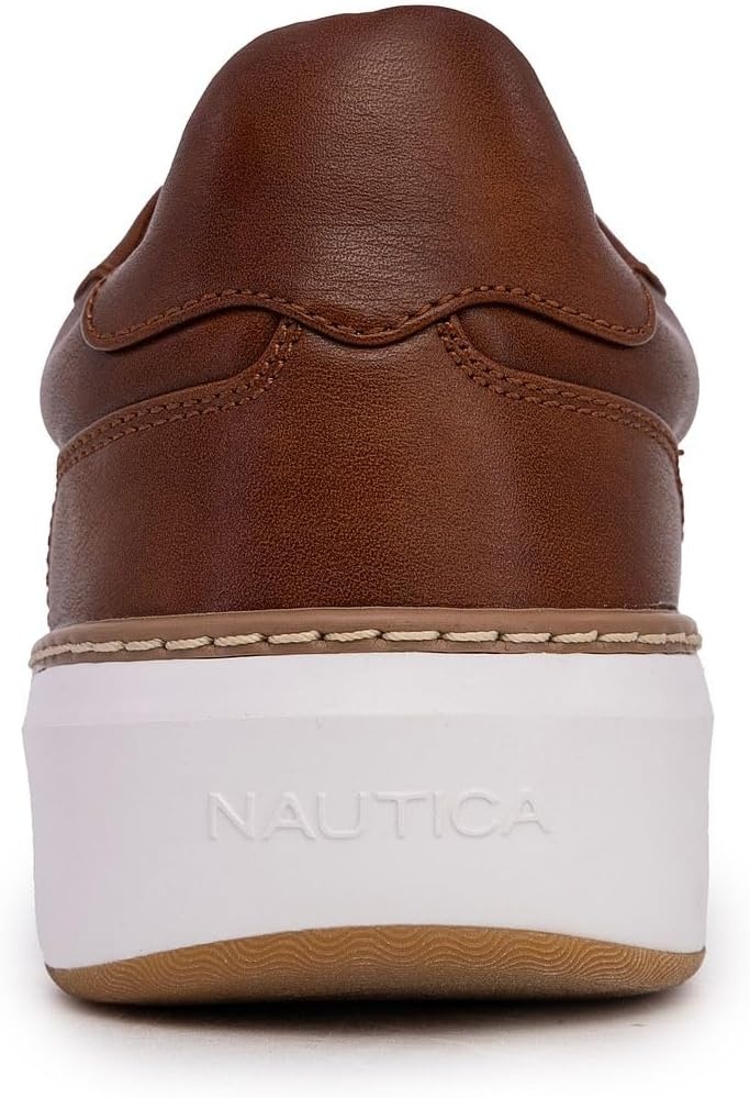 image:imageNautica Mens Casual Court Fashion Sneakers Classic LowTop LaceUp Shoes Comfortable Everyday Walking Style with Durable Outsole and Vegan Leather UpperCognacdonley