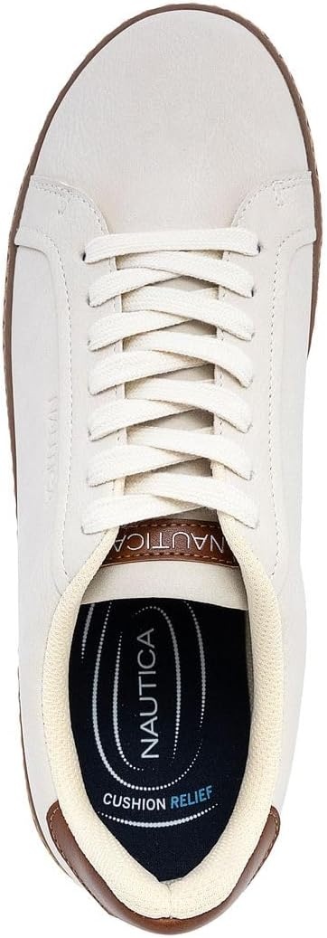 image:imageNautica Mens Casual Court Fashion Sneakers Classic LowTop LaceUp Shoes Comfortable Everyday Walking Style with Durable Outsole and Vegan Leather UpperLight Taupejalad