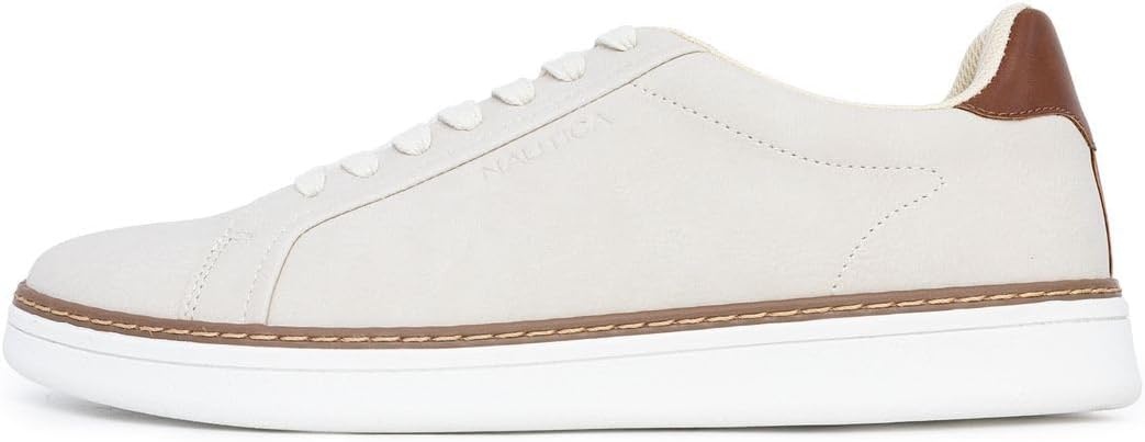 image:imageNautica Mens Casual Court Fashion Sneakers Classic LowTop LaceUp Shoes Comfortable Everyday Walking Style with Durable Outsole and Vegan Leather UpperLight Taupejalad