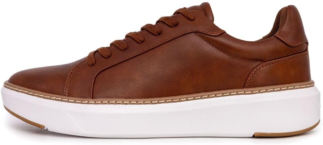image:imageNautica Mens Casual Court Fashion Sneakers Classic LowTop LaceUp Shoes Comfortable Everyday Walking Style with Durable Outsole and Vegan Leather UpperCognacdonley