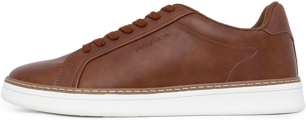 image:imageNautica Mens Casual Court Fashion Sneakers Classic LowTop LaceUp Shoes Comfortable Everyday Walking Style with Durable Outsole and Vegan Leather UpperCognacjalad