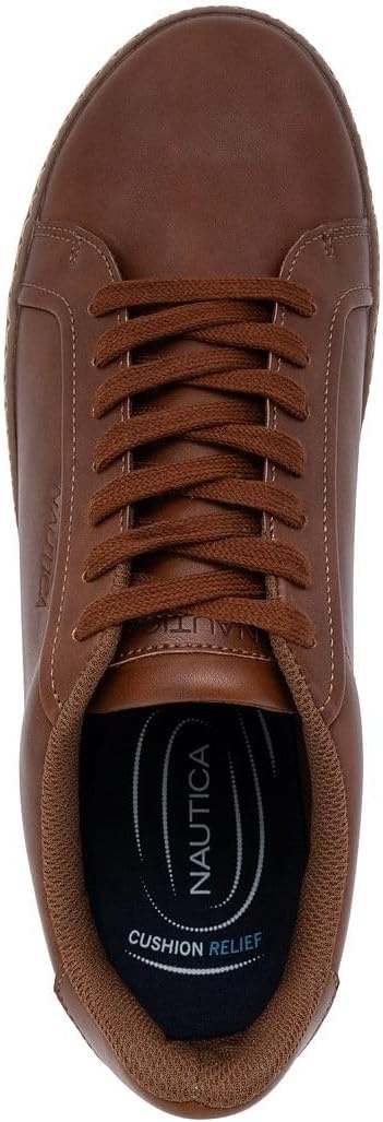 image:imageNautica Mens Casual Court Fashion Sneakers Classic LowTop LaceUp Shoes Comfortable Everyday Walking Style with Durable Outsole and Vegan Leather UpperCognacjalad