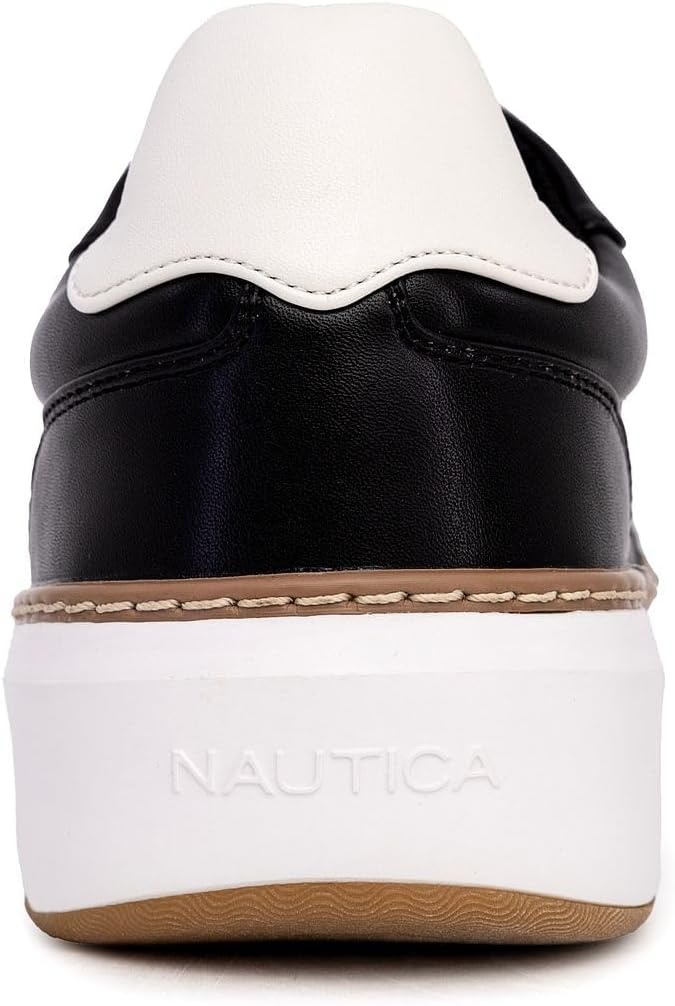 image:imageNautica Mens Casual Court Fashion Sneakers Classic LowTop LaceUp Shoes Comfortable Everyday Walking Style with Durable Outsole and Vegan Leather UpperBlackdonley
