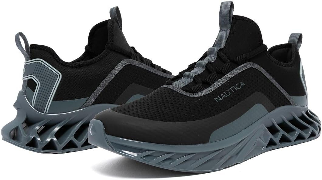 image:imageNautica Mens Casual Fashion Sneakers Lightweight LaceUp Athletic Walking Shoes for Gym amp Tennis ComfortableBlack Bluewyern