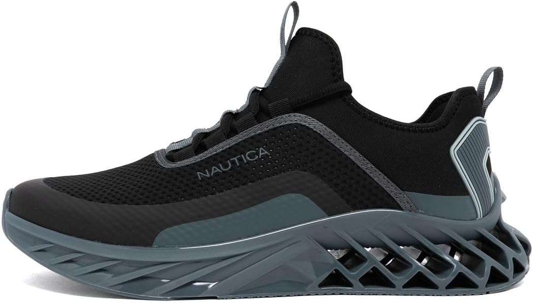 image:imageNautica Mens Casual Fashion Sneakers Lightweight LaceUp Athletic Walking Shoes for Gym amp Tennis ComfortableBlack Bluewyern