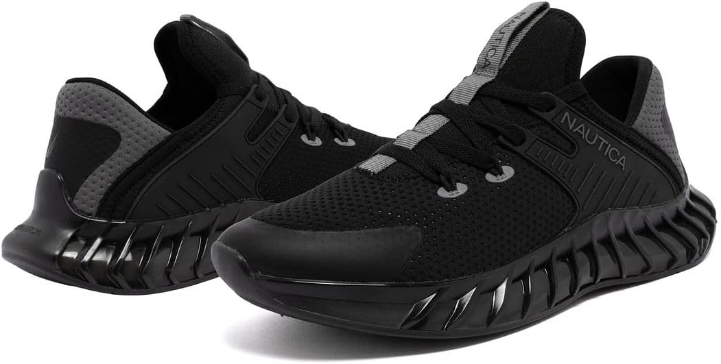image:imageNautica Mens Casual Fashion Sneakers Lightweight LaceUp Athletic Walking Shoes for Gym amp Tennis ComfortableBlack Charcoalkediri