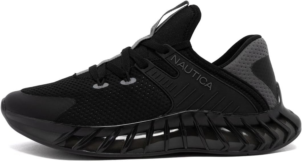 image:imageNautica Mens Casual Fashion Sneakers Lightweight LaceUp Athletic Walking Shoes for Gym amp Tennis ComfortableBlack Charcoalkediri