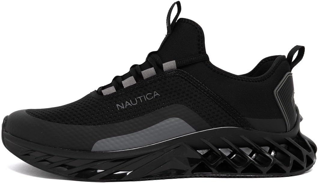 image:imageNautica Mens Casual Fashion Sneakers Lightweight LaceUp Athletic Walking Shoes for Gym amp Tennis ComfortableBlack Charcoalwyern