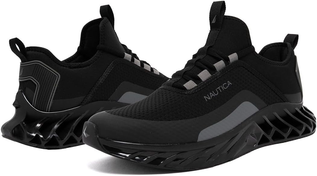 image:imageNautica Mens Casual Fashion Sneakers Lightweight LaceUp Athletic Walking Shoes for Gym amp Tennis ComfortableBlack Charcoalwyern