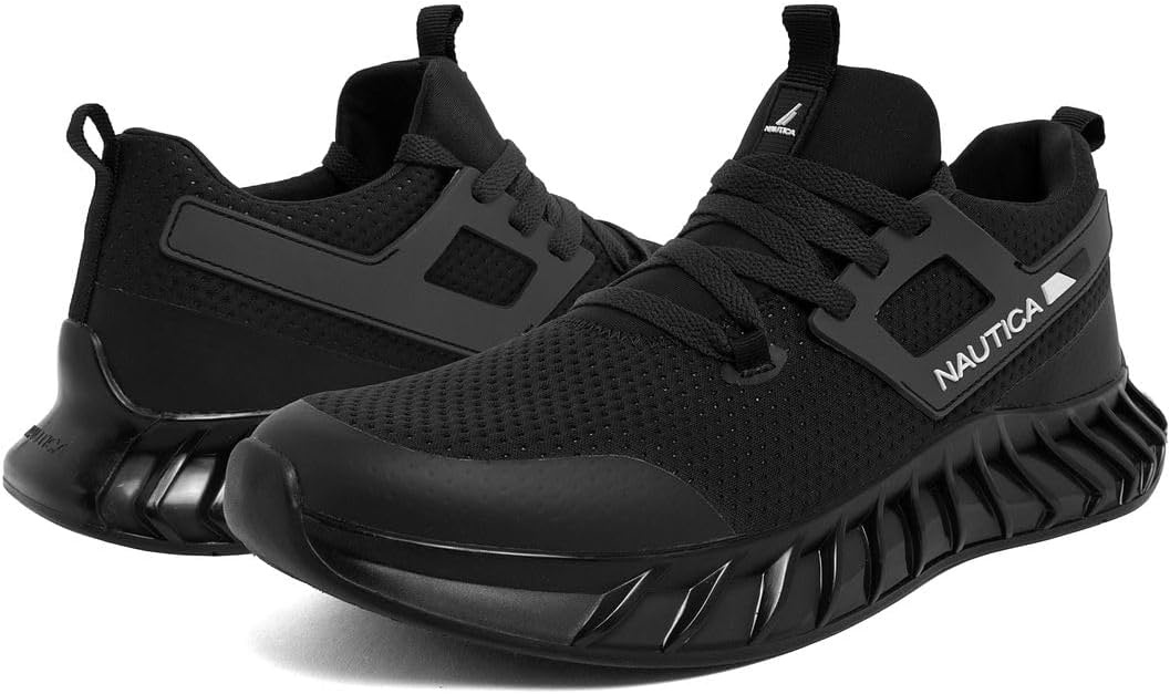 image:imageNautica Mens Casual Fashion Sneakers Lightweight LaceUp Athletic Walking Shoes for Gym amp Tennis ComfortableBlacklazith