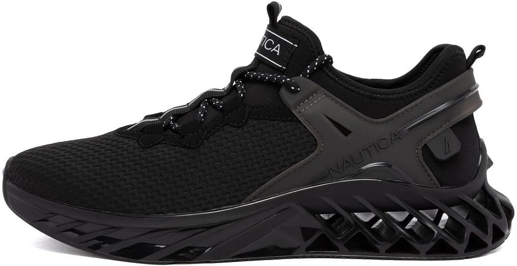 image:imageNautica Mens Casual Fashion Sneakers Lightweight LaceUp Athletic Walking Shoes for Gym amp Tennis ComfortableBlackwandal