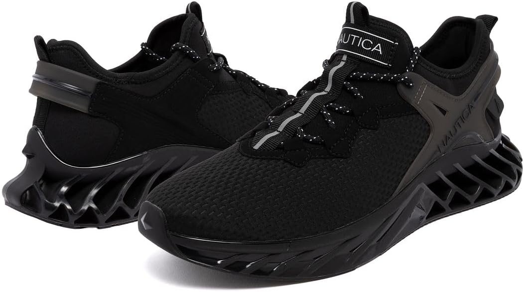 image:imageNautica Mens Casual Fashion Sneakers Lightweight LaceUp Athletic Walking Shoes for Gym amp Tennis ComfortableBlackwandal
