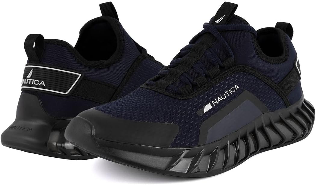 image:imageNautica Mens Casual Fashion Sneakers Lightweight LaceUp Athletic Walking Shoes for Gym amp Tennis ComfortableNavy Black