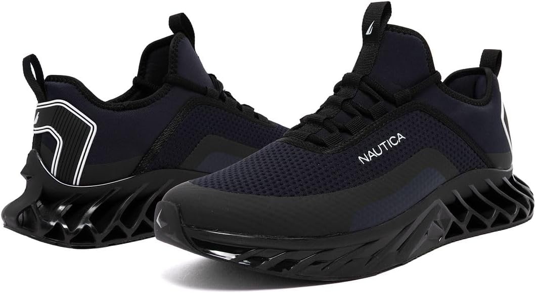 image:imageNautica Mens Casual Fashion Sneakers Lightweight LaceUp Athletic Walking Shoes for Gym amp Tennis ComfortableNavy Blackwyern
