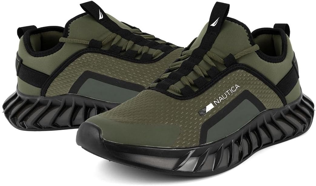 image:imageNautica Mens Casual Fashion Sneakers Lightweight LaceUp Athletic Walking Shoes for Gym amp Tennis ComfortableOlive Black