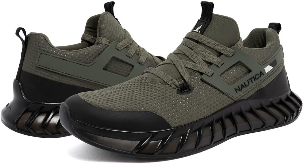 image:imageNautica Mens Casual Fashion Sneakers Lightweight LaceUp Athletic Walking Shoes for Gym amp Tennis ComfortableOlive Blacklazith