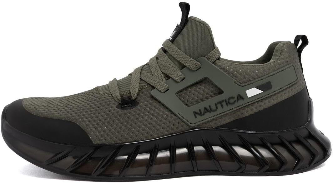 image:imageNautica Mens Casual Fashion Sneakers Lightweight LaceUp Athletic Walking Shoes for Gym amp Tennis ComfortableOlive Blacklazith