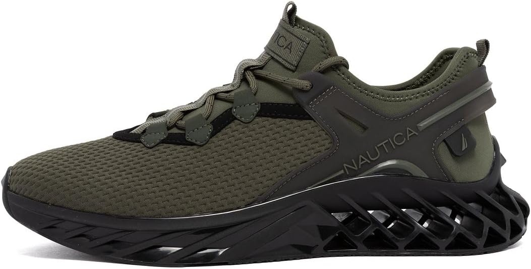 image:imageNautica Mens Casual Fashion Sneakers Lightweight LaceUp Athletic Walking Shoes for Gym amp Tennis ComfortableOlive Blackwandal