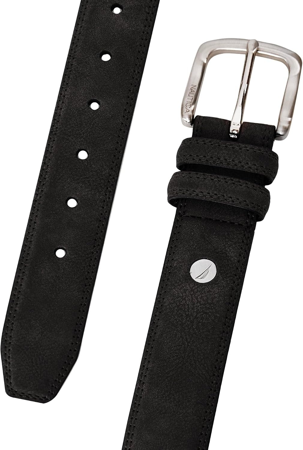image:imageNautica Mens Casual Leather Belt Everyday Classic Pants Jeans Khakis Chinos Metal BuckleCasual Padded Black
