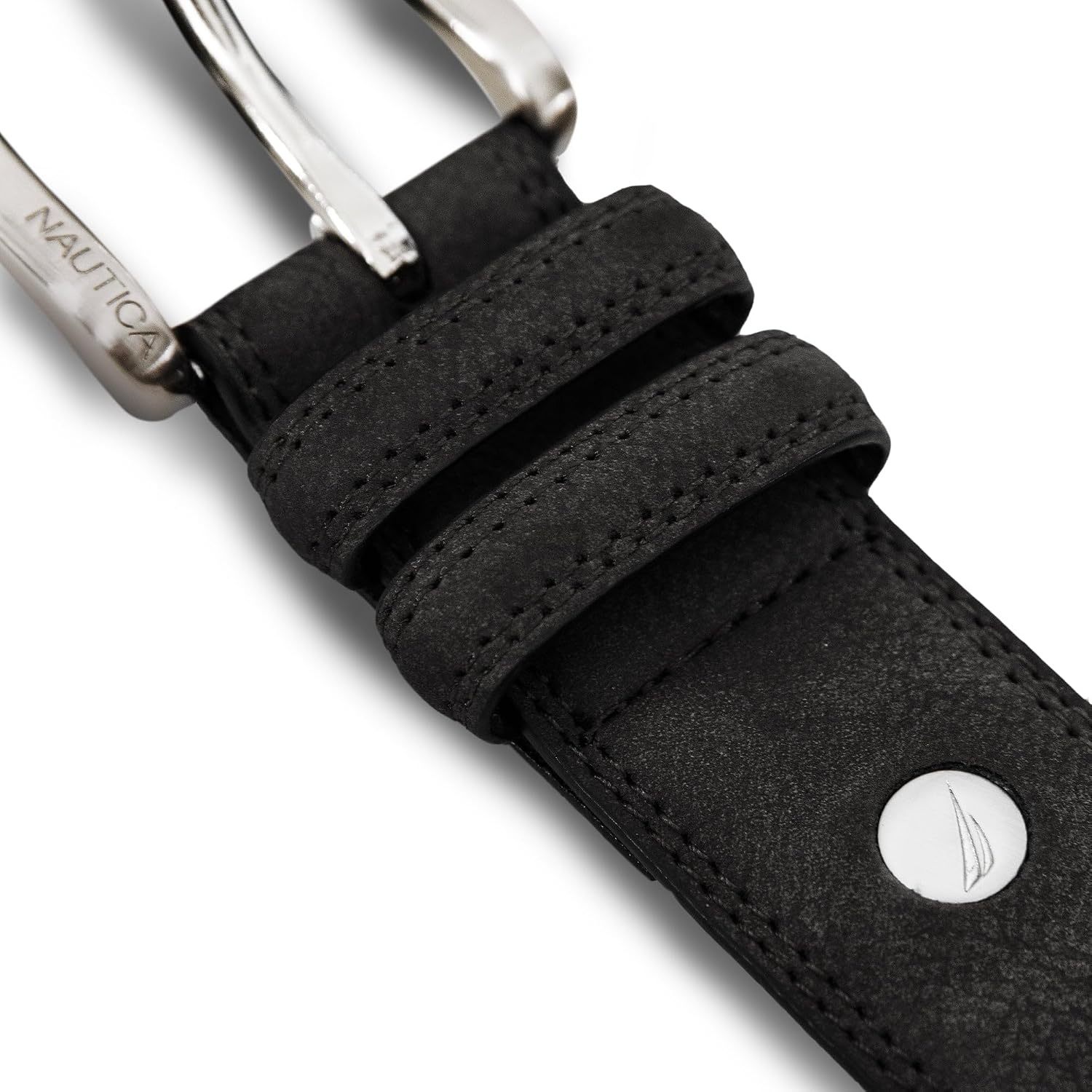 image:imageNautica Mens Casual Leather Belt Everyday Classic Pants Jeans Khakis Chinos Metal BuckleCasual Padded Black