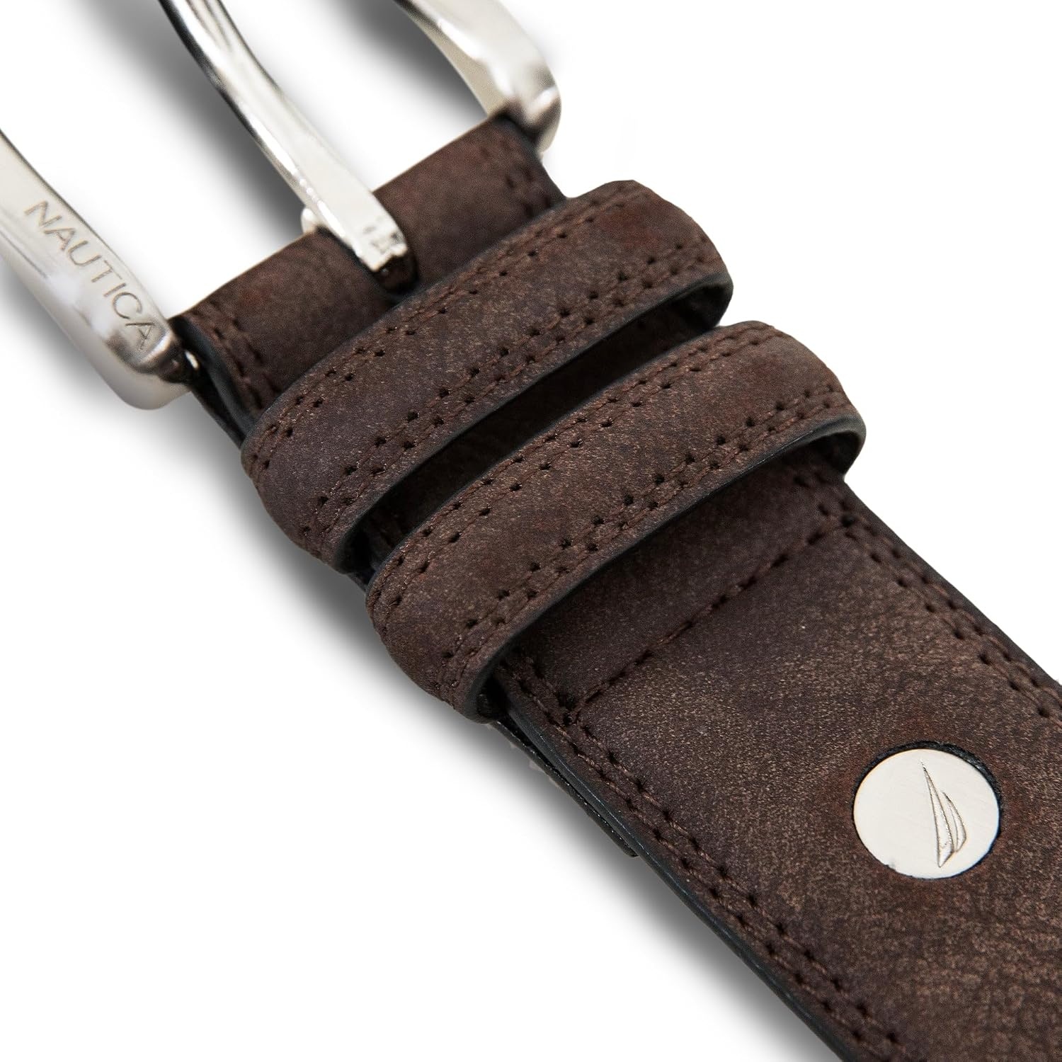 image:imageNautica Mens Casual Leather Belt Everyday Classic Pants Jeans Khakis Chinos Metal BuckleCasual Padded Brown