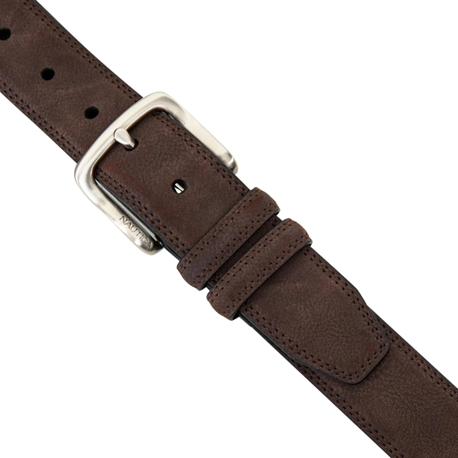 image:imageNautica Mens Casual Leather Belt Everyday Classic Pants Jeans Khakis Chinos Metal BuckleCasual Padded Brown