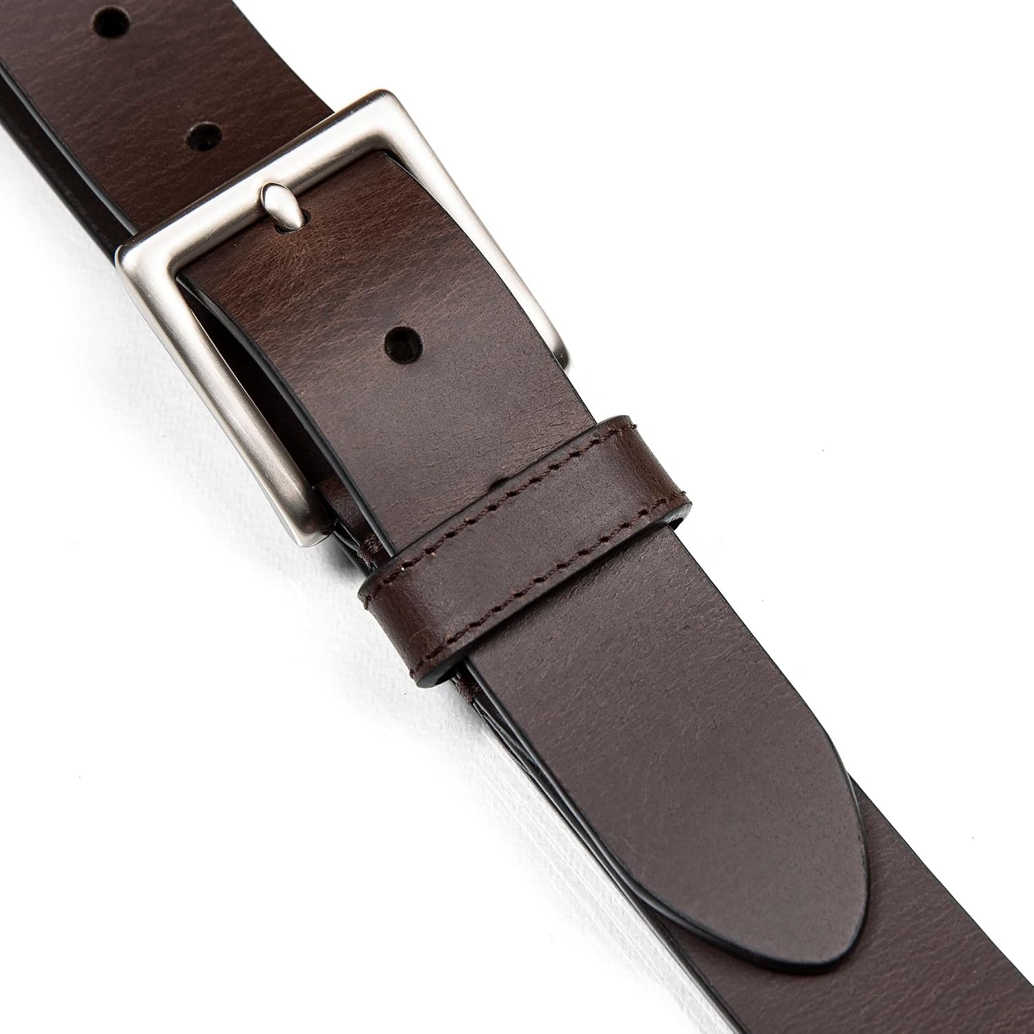 image:imageNautica Mens Casual Leather Belt Everyday Classic Pants Jeans Khakis Chinos Metal BuckleDebossed Logo Brown